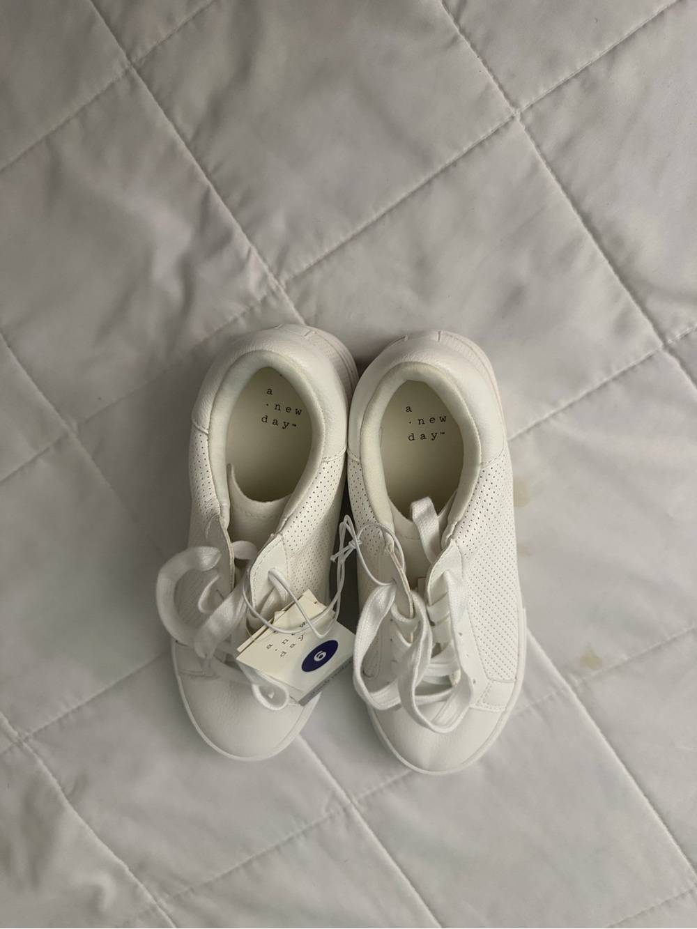A New Day Kids' White Lace-Up Perforated Sneakers